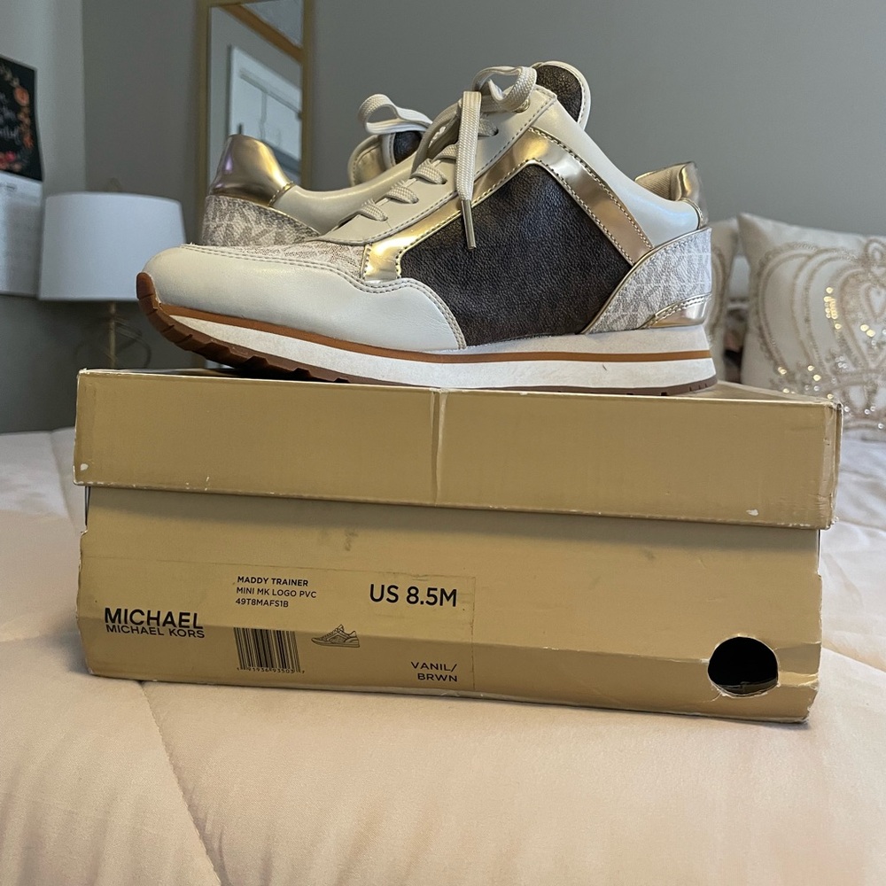 Michael Kors Cream and Gold Trainers